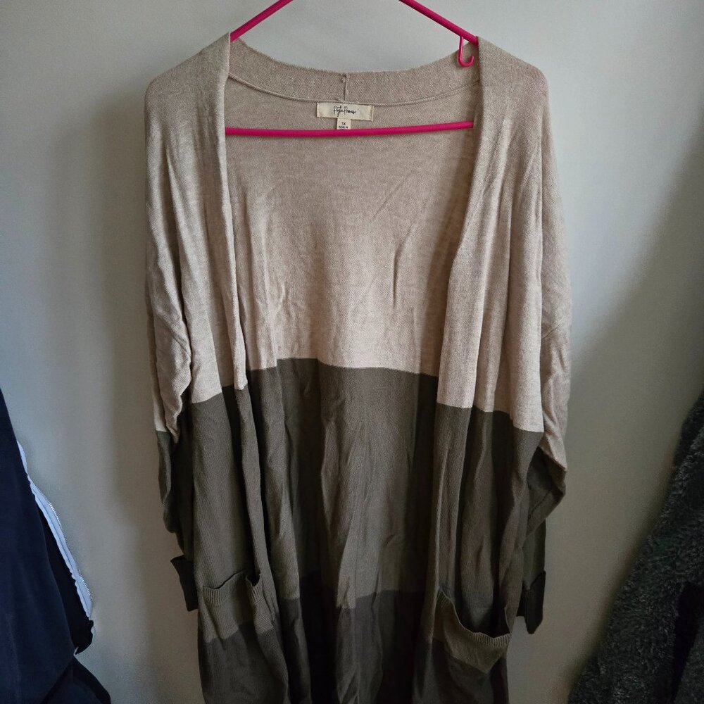 Midi Colorblock Cardigan - Peyton Primrose, Size 1X